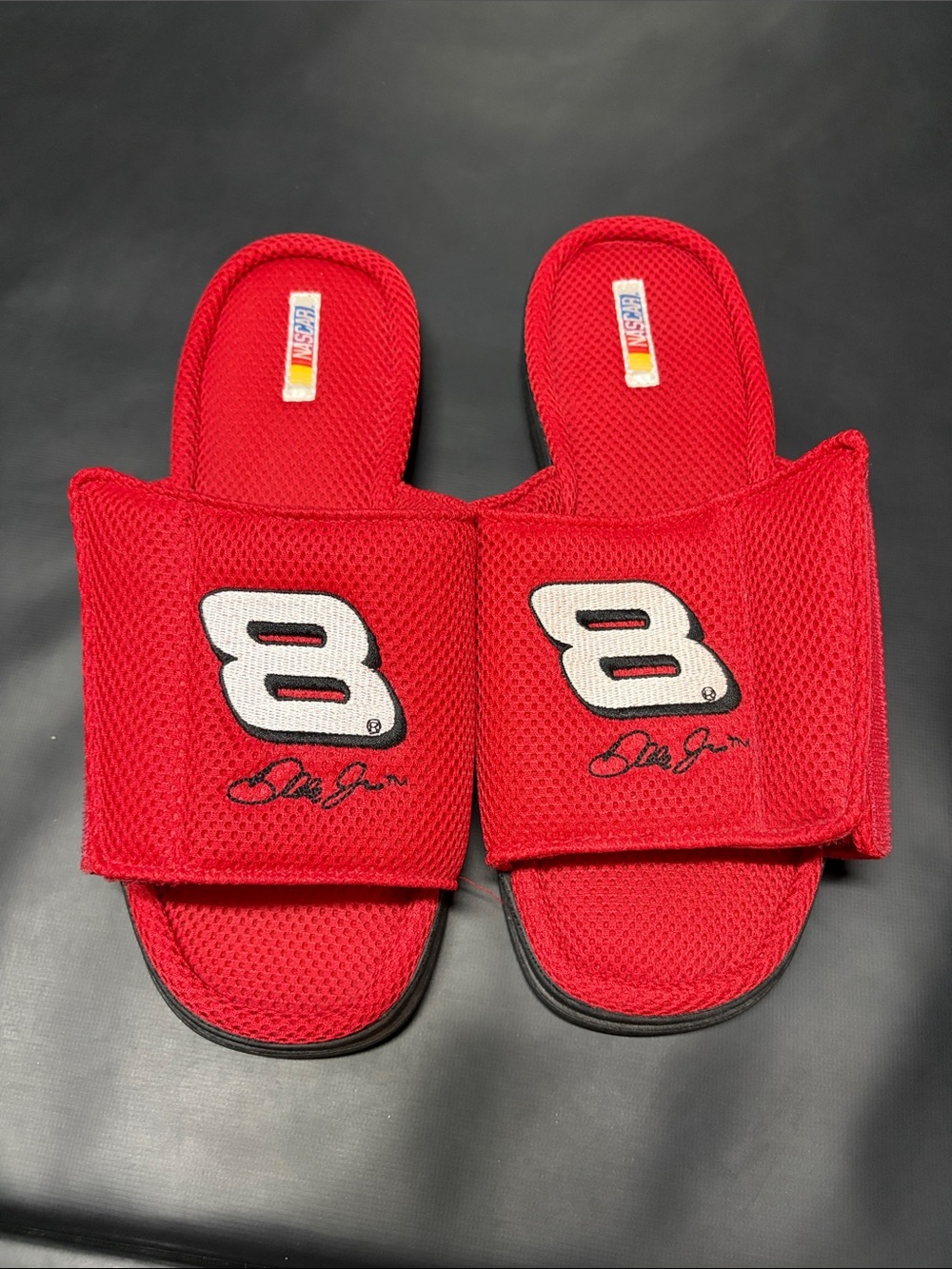 Red #8 Slide Sandals Dale Jr